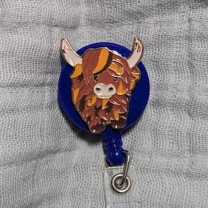 Highland Cow Badge Reel - Cute Badge Reel Belt Clip