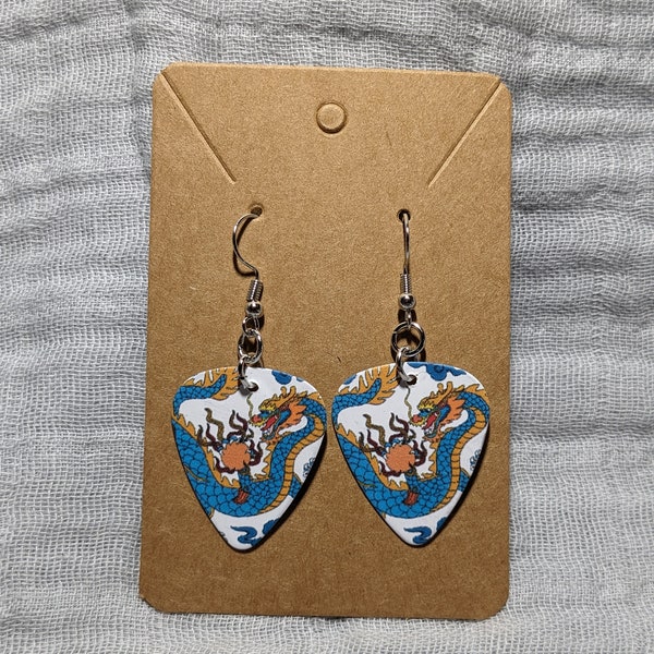 Dragon Guitar Pick Earrings