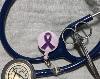 Ribbon Badge Reel - Purple Ribbon Badge Reel Belt Clip