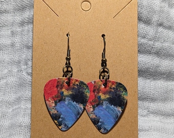 Guitar Pick Earrings Abstract Art