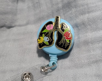 Respiratory Lungs Badge Reel Alligator Clip