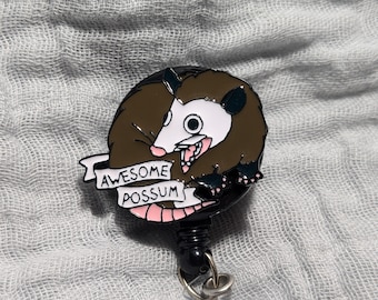 Possum Badge Reel Alligator Clip