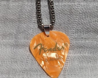 Guitar Pick Necklace - Light Orange