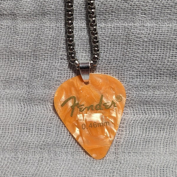 Guitar Pick Necklace - Light Orange