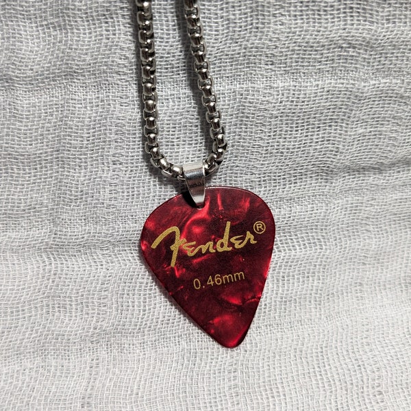 Guitar Pick Necklace - Red