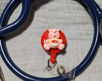 Love-A-Lot Bear Badge Reel Belt Clip