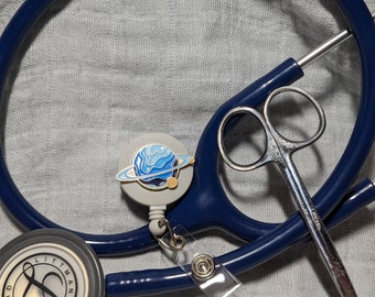 Space Planet Badge Reel Belt Clip