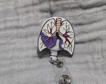 Respiratory Lungs Badge Reel Alligator Clip