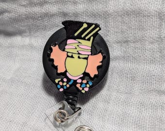 Mad Hatter Wonderland Badge Reel Alligator Clip