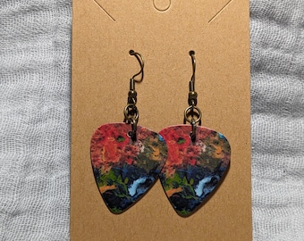 Guitar Pick Earrings Abstract Art