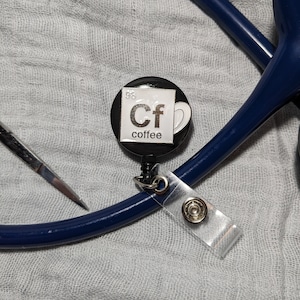 Coffee Badge Reel - Fun Badge Reel - Caffeine Badge Reel Belt Clip