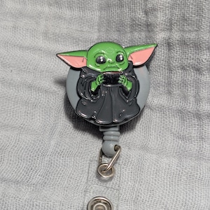 Coffee Badge Reel - Cartoon Badge Reel Alligator Clip