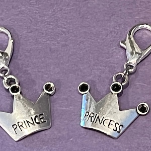 PRINCE or PRINCESS Collar Tag. Dog Collar Charm, Cat Collar Charm, Key Ring Charm, Purse Dangle, Zipper Pull, Pet Collar Decoration