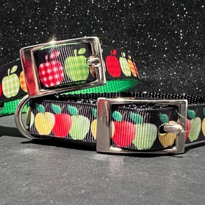 Apples Dog Collar, Gingham Apples Dog Collar
