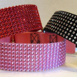 Faux BLING COLLARS-Large Dog Collar 1.5&quot; wide-Rhinestone Bling Dog Collar-Glitzy Pet Collar-Rhinestone Faux Diamond Collar -Fancy Pet Collar