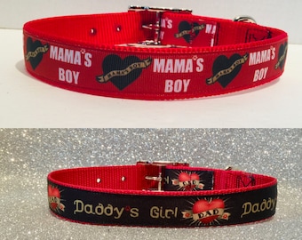 Mama's Boy Dog Collar, Daddy's Girl Dog Collar,