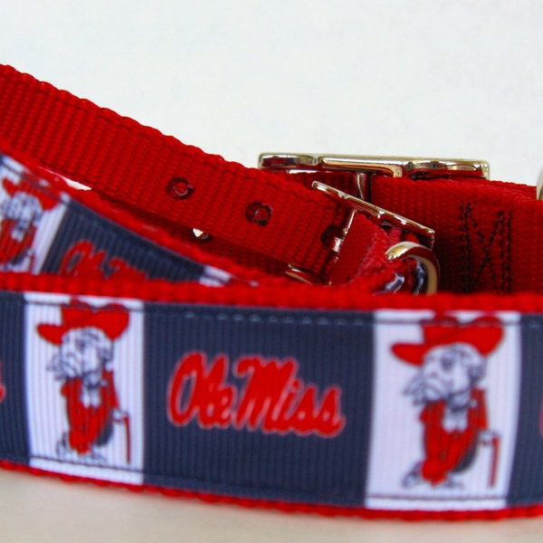 Ole Miss Rebel Dog Collar,College Dog Collar,University of Mississippi, Also Available - Key Fobs,Matching Leash,Hairbows too!