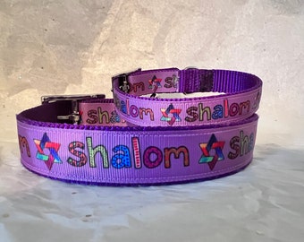 SHALOM Dog Collar,Jewish Pet Collar,