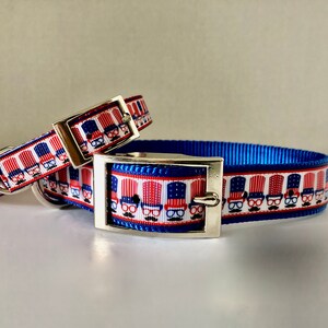 4th of July Dog Collar, Uncle Sam Dog Collar Independence Day Dog Collar, Red White Blue Dog Collar