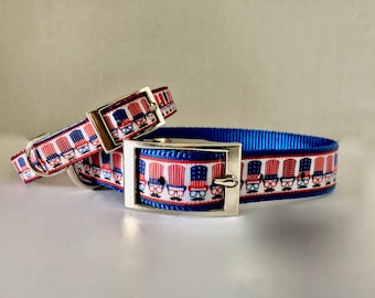 4th of July Dog Collar, Uncle Sam Dog Collar Independence Day Dog Collar, Red White Blue Dog Collar