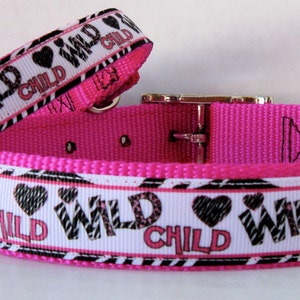 WILD CHILD Ribbon Dog Collar: Grosgrain Ribbon & Nylon Webbing