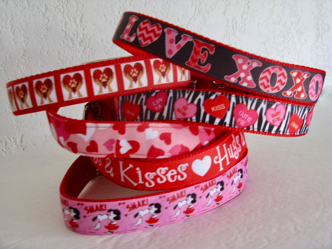 Valentine's Day Dog Collars,love,hugs & Kisses,conversation Hearts