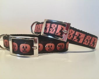 Halloween halsband för husdjur, pumpor, häxor, fladdermöss, katthalsband