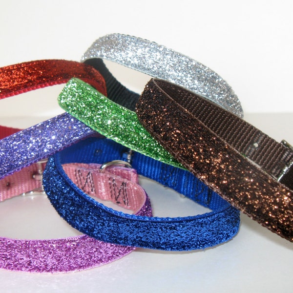 SPARKLE,GLITTER,SHINE Collar-Metallic Bling Cat Collar-Glittery Dog Collar-Non-Shedding Glittered Velvet Ribbon Collars-Cat Breakaway Collar