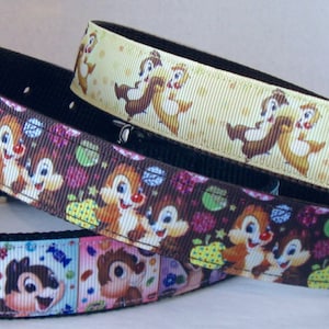 Cartoon Chipmunks,Large Dog Collar, Matching Leash Available, Key Fobs