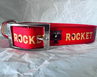 Rocket Raccoon Dog Collar: Nylon Webbing, Grosgrain Ribbon