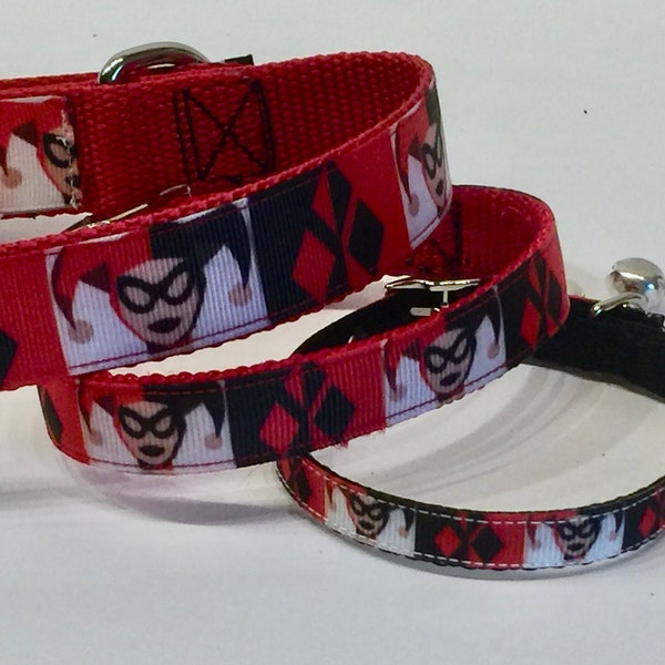 Harley Quinn Cat Breakaway Collar, Harley Quinn Dog Collar, Superhero Collar