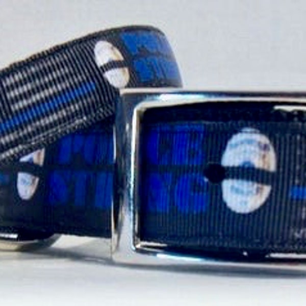 POLICE STRONG Ribbon Dog Collars, Back the Blue, Police Strong Leash, Police Dog Collars