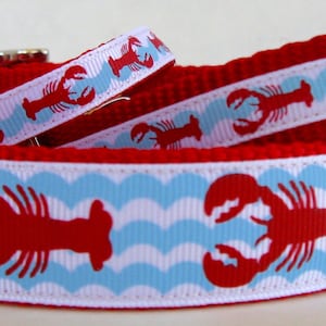 Lobster Ribbon Dog Collar: Summer Nautical Cat Collar