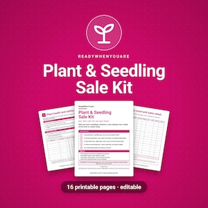 Kit imprimible para venta de plantas, letreros para venta de plántulas, etiquetas para estacas de plantas, tarjetas de cuidado de plantas, registro de intercambio de plantas, lista de precios de plantas, rastreador de ventas