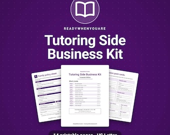 Tutoring Business Printable Kit, Tutor Session Notes, Family Policy Sheet, Tutoring Flyer, Student Profile, Tutor Schedule, Payment Log