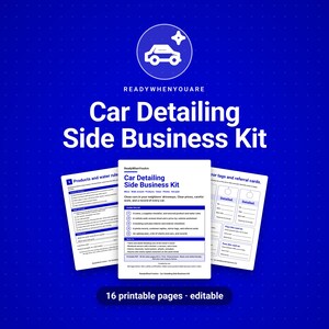Kit imprimible para negocios de detallado de automóviles, lista de precios de detallado, hoja de inspección del vehículo, tarjeta de reserva, lista de verificación de detallado, etiquetas para espejos