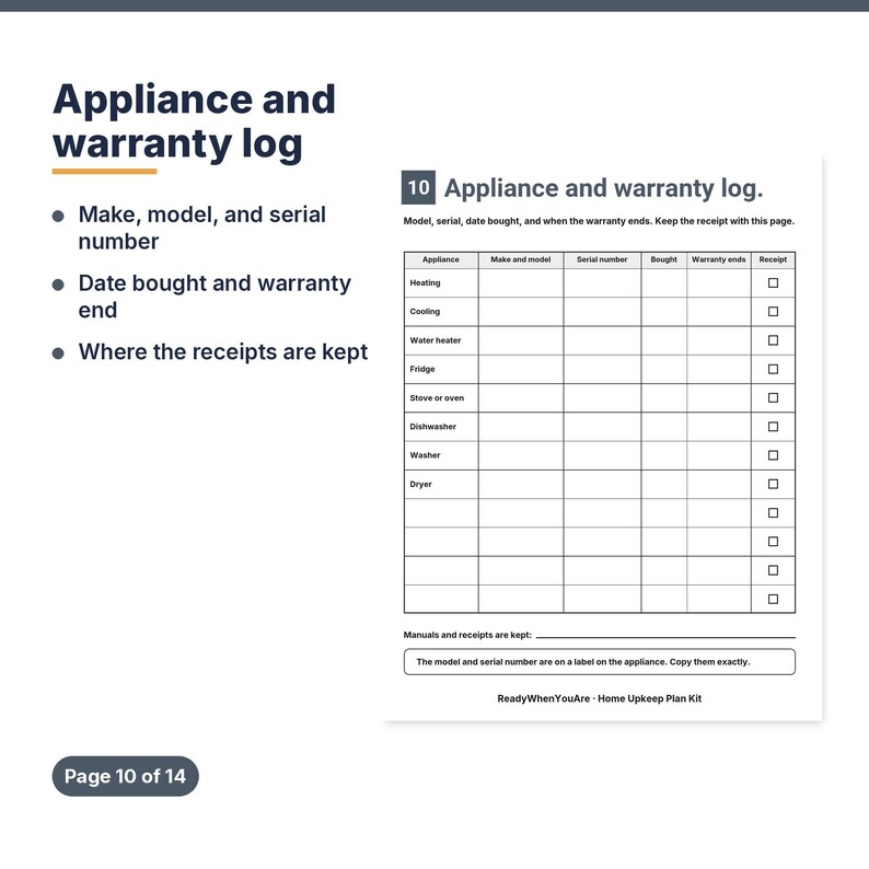 Home Maintenance Checklist Printable, Home Upkeep Planner, Seasonal Home Maintenance, House Binder, Appliance Log, New Homeowner imagen 5