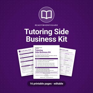 Kit imprimible para negocios de tutoría, notas de la sesión de tutoría, hoja de política familiar, folleto de tutoría, perfil del estudiante, horario de tutoría, registro de pagos