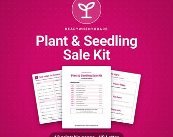 Plant Sale Printable Kit, Seedling Sale Signs, Plant Stake Labels, Plant Care Cards, Plant Swap Log, Plant Price Sheet, Sales Tracker