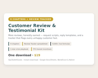 Shopify Review Request & Testimonial Kit, Reply Scripts, Tracker (Digital Download)