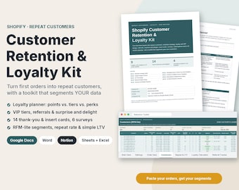 Shopify Customer Retention & Loyalty Kit, VIP Tiers, Referral Program, Thank You Cards (Digital Download)
