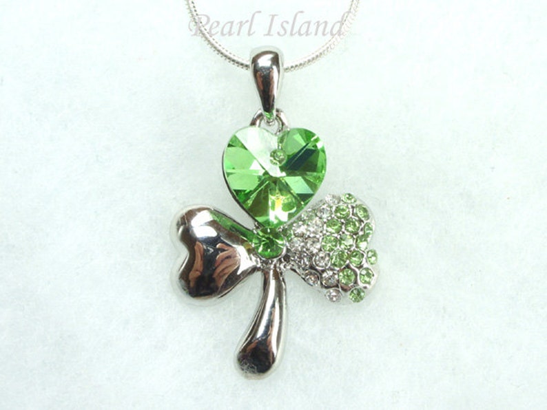 Clover Shamrock Pendant with Quality Sterling Silver Chain Etsy
