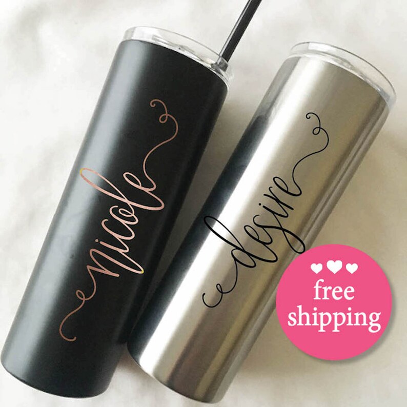 Chrome Rose Gold Tumbler Decal Bridesmaid gift glass decal Etsy