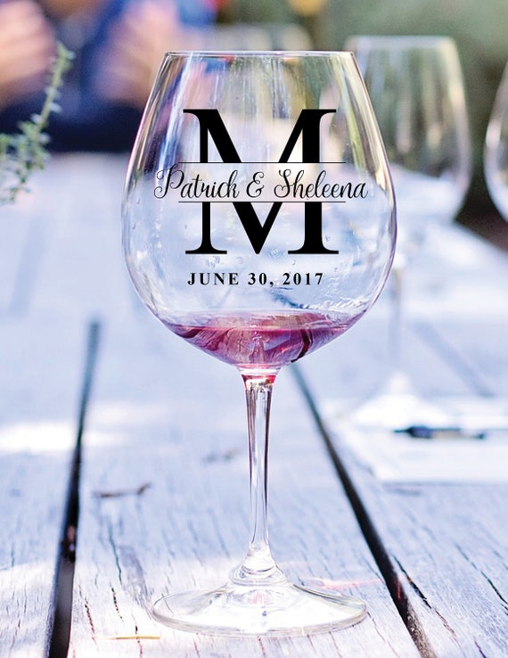Wedding Day Wine Glass Decal Wedding Date Decal Wedding Etsy
