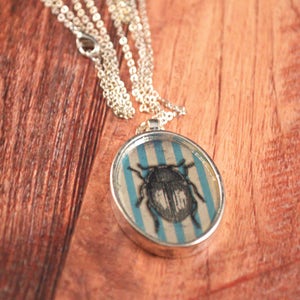 Silver Beetle Necklace, Beetle Jewelry, Beetle Jewellery, Beetle Necklace, Beetle Pendant, Jewel Beetle Pendant, Black Beetle Jewelry