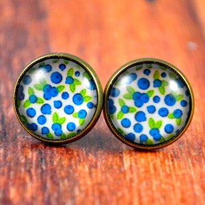 Blueberry Studs, Blueberry Earring, Berry Studs, Berry Earrings, Berry Jewelry, Sweet Studs, Sweet Jewelry, Blue Berries, Blue Food Studs