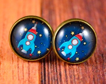 Rocket Studs, Rocket Earrings, Space Earrings, Space Explorer, Rocket Gift, Rocket Jewelry, Space Rocket Gift, Cute Rocket, Extraterrestrial