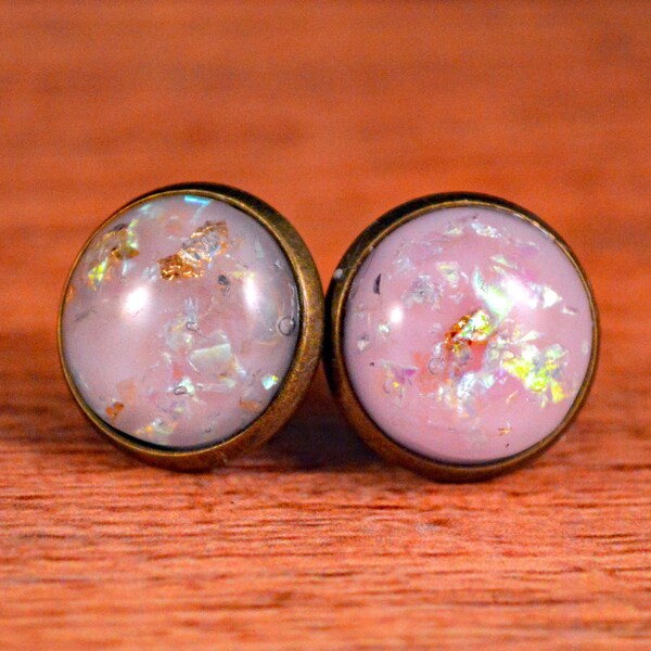 Everyday Earrings, Gold Speck Studs, Gold Leaf Studs, Pink Earrings, Gold Leaf Jewelry, Gold Speck Jewelry, Trendy Earrings, Simple Earrings