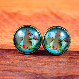 Squirrel Studs, Squirrel Earrings, Squirrel Jewelry, Squirrel Gift, Nutty Gifts, Woodland Studs, Cute Squirrel Stud, Forest Earrings