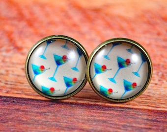 Martini Studs, Martini Earrings, Martini Jewelry, Martini Posts, Martini Glass, Cocktail Studs, Cocktail Earrings, Drink Studs, Alcohol Stud